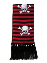 Winterschal Totenkopf schwarz rot gestreift