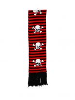 Winterschal Totenkopf schwarz rot gestreift