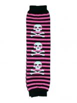 Beinstulpen Totenkopf gestreift pink