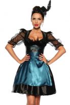 Oktoberfest Dirndl schwarz türkis mit Federn