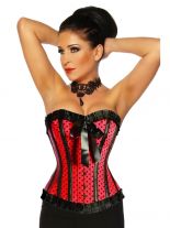 Rockabilly-Corsage schwarz rot mit Schleife