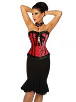 Rockabilly-Corsage schwarz rot mit Schleife