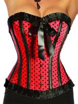 Rockabilly-Corsage schwarz rot mit Schleife