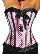 Rockabilly-Corsage schwarz rosa mit Schleife