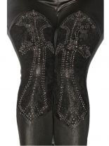 Leggings Wetlook Style schwarz mit Kreuz