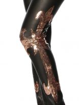 Leggings Wetlook Style mit goldenen Pailletten