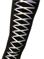 Leggings schwarz mit weißer Schnürung