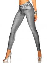 Leggings in Jeans Optik grau mit Sternen