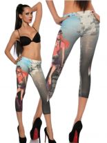 Leggings grau blau mit Motiv