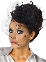 Haarschmuck Mini Zylinder schwarz mit Schleier
