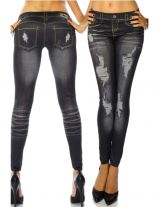 Leggings schwarz in Jeans Stonewash Optik