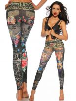 Leggings grau im Tattoo Style