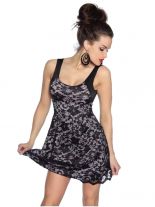 Kleid Blumenmuster mit Spitze