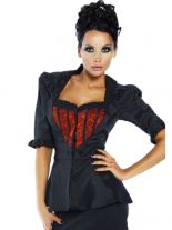 Bluse in Blazer Optik schwarz rot