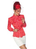 Rockabilly Bluse rot mit weißen Punkten
