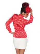 Rockabilly Bluse rot mit weißen Punkten