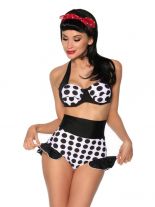 Rockabilly Style Push Up Bikini weiß mit schwarzen Punkten