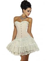 edle Corsage mit Spitzenbordüre in creme