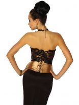Corsage mit Struktur und Schleife in schwarz gold