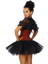 Brokat Taillen Corsage schwarz rot mit Muster