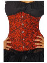 Brokat Taillen Corsage schwarz rot mit Muster