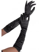 lange Satin Armstulpen mit Raffung schwarz