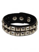 Kunstleder Armband Pyramidennieten 2 reihig