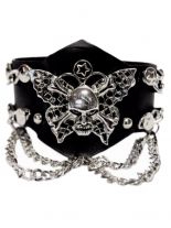 Lederarmband Schmetterling Totenkopf mit Ketten
