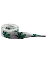 Schnürsenkel Cannabis weiß breit