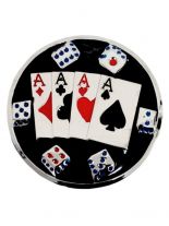 Gürtelschnalle Spielkarten und Würfel