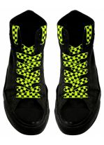 Schnürsenkel kariert neon gelb schmal