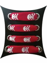 Schnürsenkel Totenköpfe weiß rot schmal