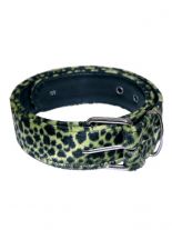 Gürtel mit Fell Leopard grün