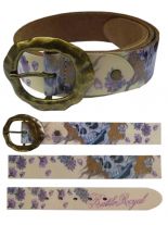 Ledergürtel Skull beige