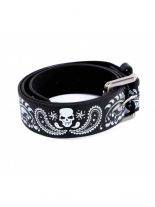 Gürtel bedruckt schwarz Skull