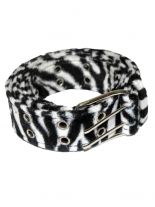 Gürtel mit Fell Zebra schwarz weiß mit Ösen
