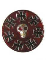 Gürtelschnalle Skull Crosses rot