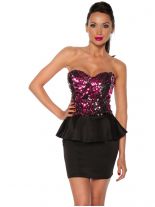 Vintage Kleid mit Pailletten pink schwarz