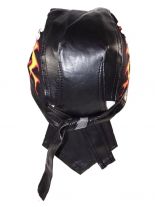 Bandana Cap Kunstleder schwarz Skulls on Fire