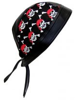 Bandana Cap Kunstleder schwarz Piraten