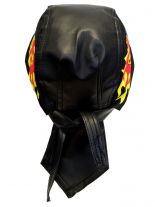 Bandana Cap Kunstleder schwarz Eagle on fire