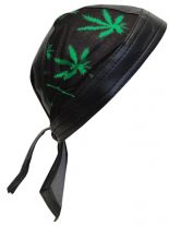 Bandana Cap Kunstleder schwarz Hanf