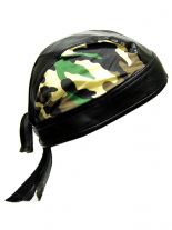 Bandana Cap Kunstleder schwarz Camouflage