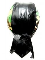 Bandana Cap Kunstleder schwarz Camouflage