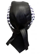 Bandana Cap Kunstleder schwarz weiß Sterne