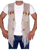 Country Lederweste beige