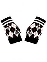 Fingerlose Handschuhe Totenköpfe mit Knochen