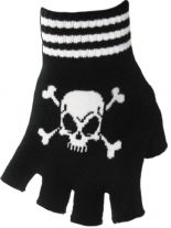 Fingerlose Handschuhe Totenkopf schwarz