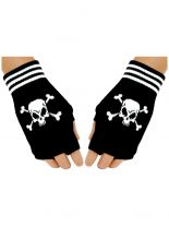 Fingerlose Handschuhe Totenkopf schwarz
