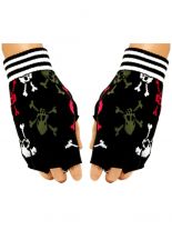 Fingerlose Handschuhe bunte Totenköpfe